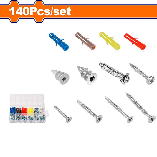 WADFOW 140 Piece Screw and Wall Plug Assortment | WXT1B02