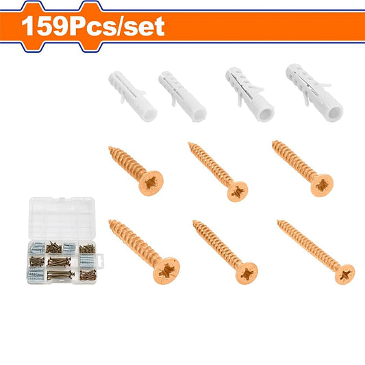 WADFOW 159 Piece Chipboard Screw and Anchor Kit | WXT3B03