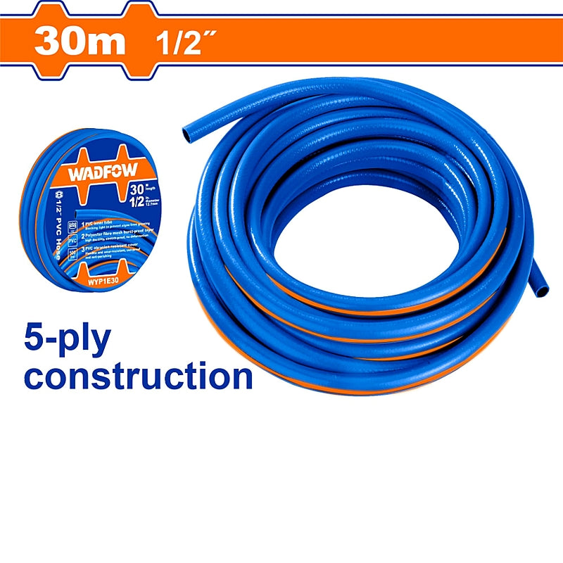 WADFOW PVC Hose, 5-Ply Construction, 1/2" x 30M | WYP1E30