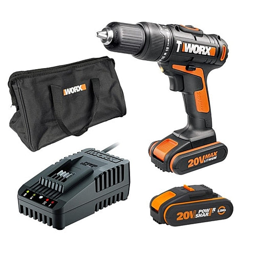 Worx - 20V Cordless Impact Drill 2.0Ah Kit + Carry Bag | WX371.100