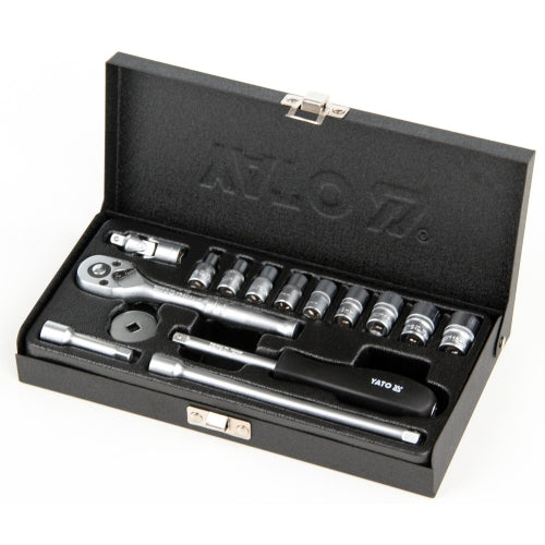 YATO 15Pc 1/4" Socket Set In Metal Case 4-13mm | YT-14411