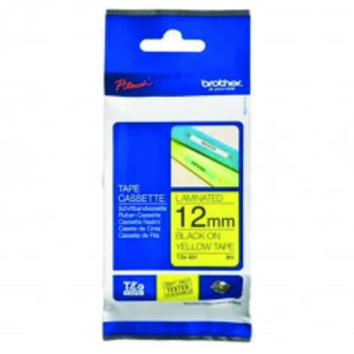 Brother TZ Flexible Label Tape 12mm x 8.0M Black on Yellow | TZFX12BKYL