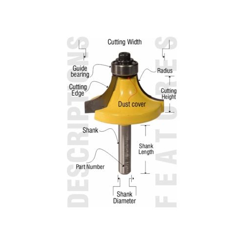 Back Corner Rounding Pro-Tech - Corner Rounding 1' X 1/2' (1/4' Radius) 1/2' Shank – Tools4