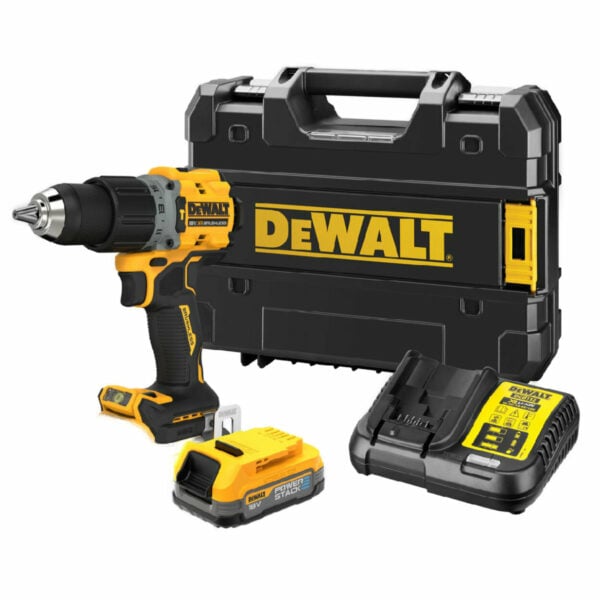 DEWALT - Cordless 18V XR Brushless Powerstack Hammer Drill (1 x 1.7Ah Li-Ion Battery) | DCD805E1T