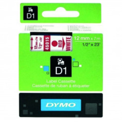 Dymo Label Tape 12mm Red on White | DYT12RDWT