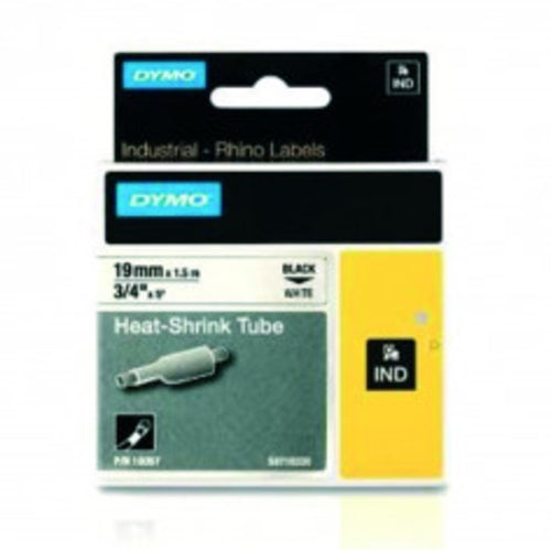Dymo Rhino Heatshrink Tape 19mm x 1.5M Black on White | DYT19HSBKWT