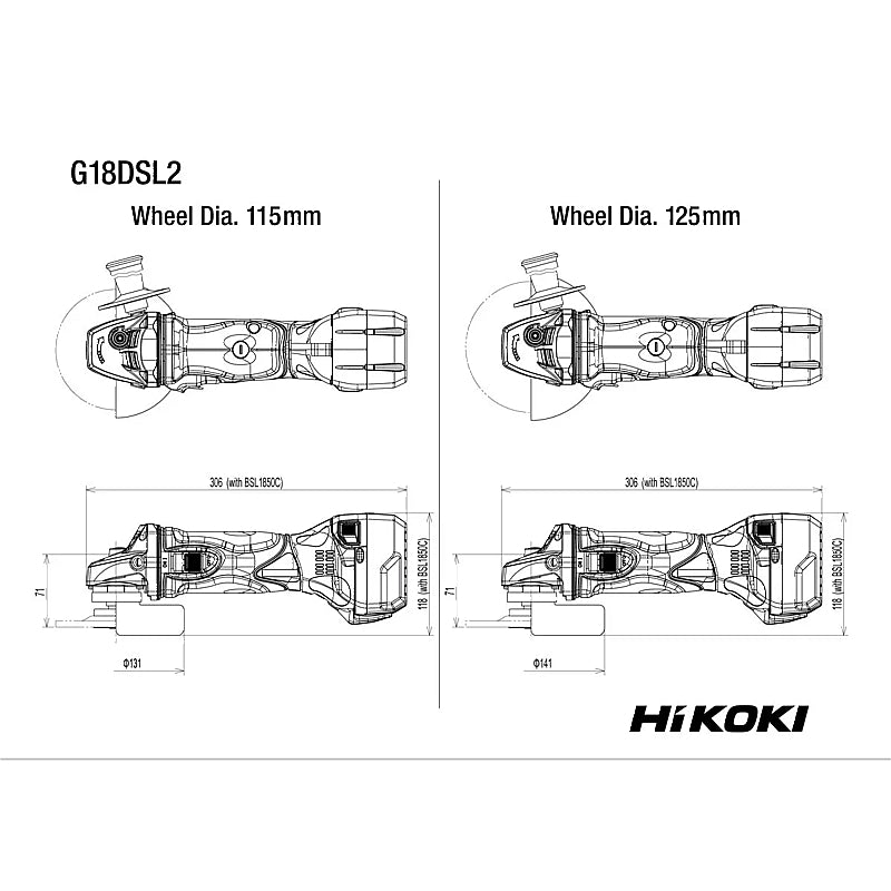 HiKOKI 18V Cordless Angle Grinder 125mm (Bare Tool) | G18DSL2W5Z