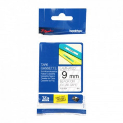 HTZ Label Tape 9mm x 8.0M Black on Clear | HTZ121