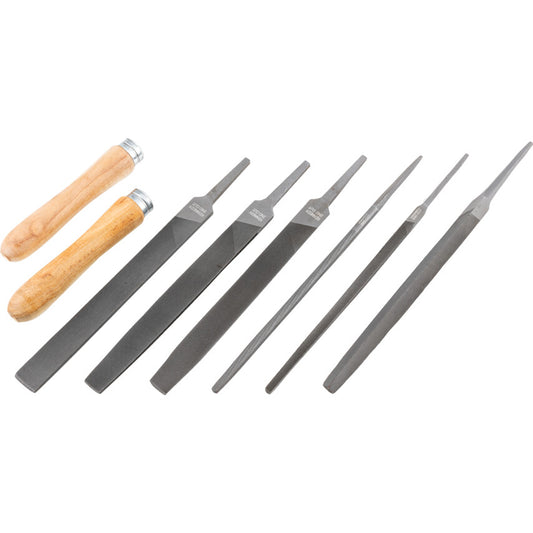 Kennedy 8Pc Engineer's Hand File Set (6), 2nd Cut with Handles (2), 150mm (6") | KEN0309860K