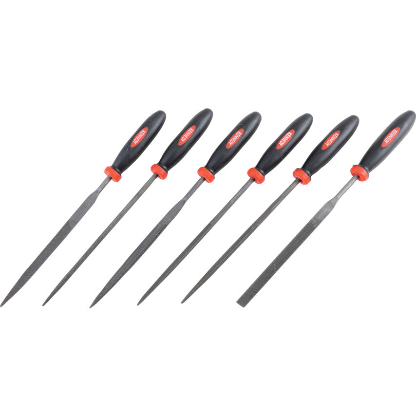 Kennedy 6Pc Needle File Set, Cut 2 with Handles, 140mm (5.5") | KEN0315980K