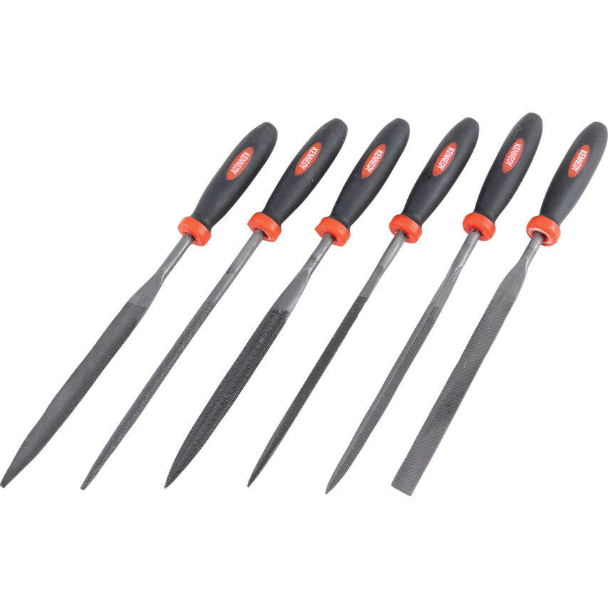 Kennedy 6Pc Assorted Needle File Set, Cut 2, 16cm (6-1/2") | KEN0316980K