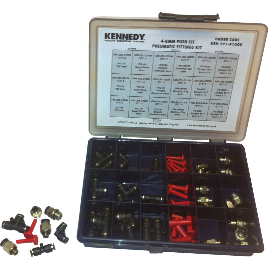 Kennedy KFK468 4-8mm Pneumatic Fittings Kit | KEN2919100K