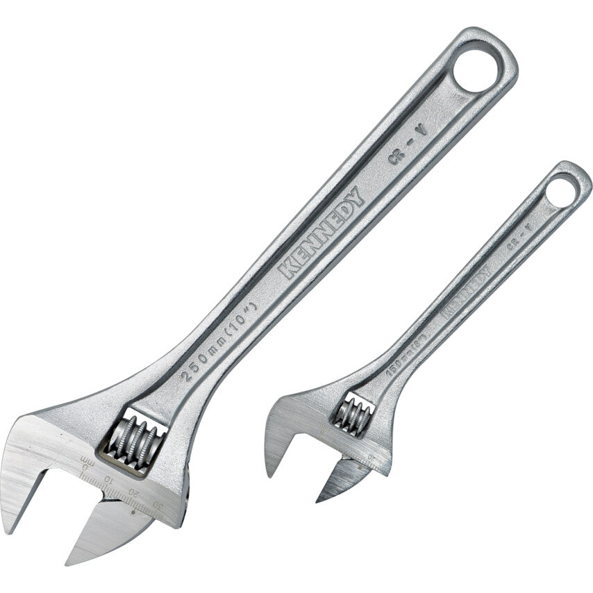Kennedy 2Pc 10" / 6" Chrome Finish Adjustable Wrench Set | KEN5011560K