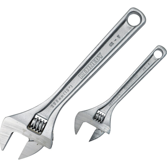 Kennedy 2Pc 10" / 6" Chrome Finish Adjustable Wrench Set | KEN5011560K