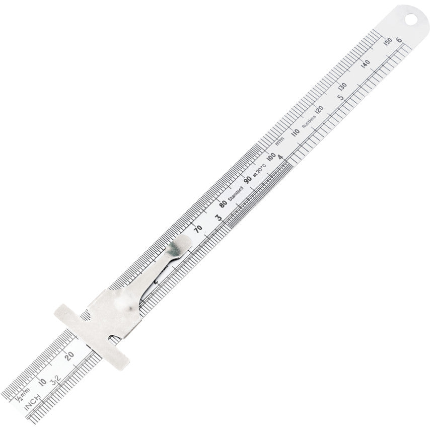 Engineer's Rule, Pocket Clip/Depth Gauge Slide, Round End, 150mm (6") | KEN5183510K