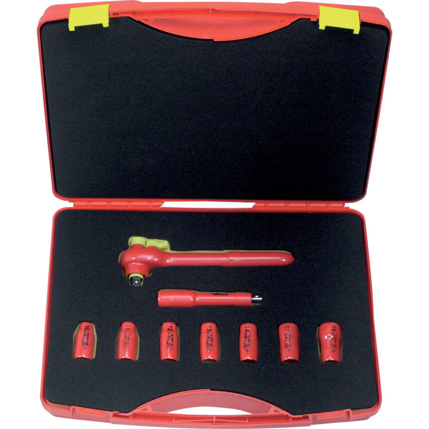 Kennedy 9Pc 1/2" Sq. Dr. Insulated VDE Reversible Ratchet Safety Tool Set, 1000V | KEN5342248K