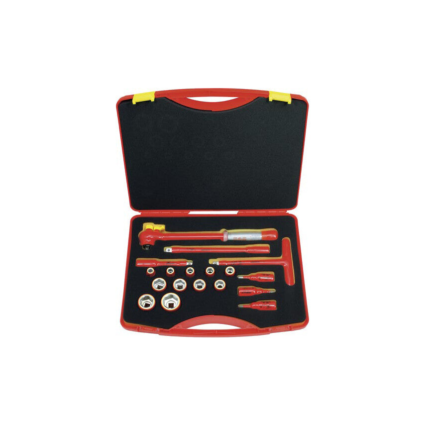 Kennedy 18Pc 1/2" Sq. Dr. Insulated VDE Reversible Ratchet Safety Tool Set, 1000V | KEN5342249K
