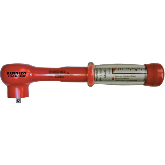 Kennedy 205mm, 1/4" Sq. Dr. Insulated Adustable Torque Wrench, 5-25Nm, 1000V | KEN5342450K