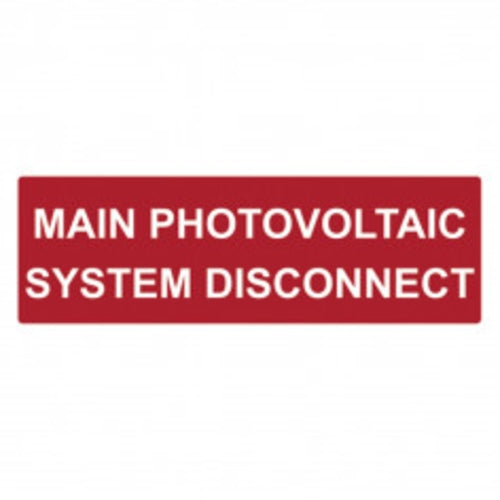 Label Main PV Sys Disconnect White on Red 44 x 139mm | SOLAR243