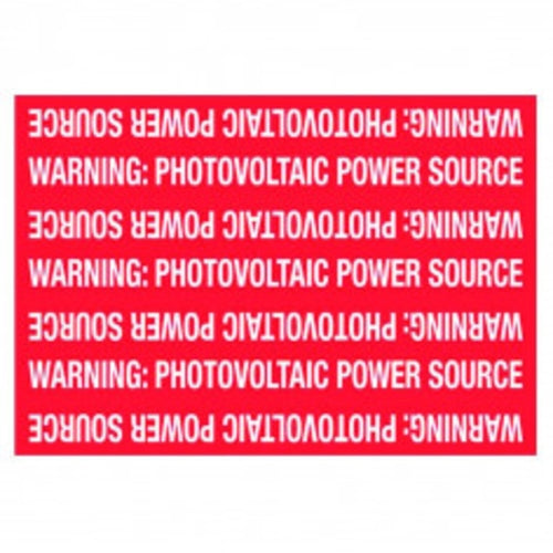 Label PV Power Source White on Red 127 x 184mm | SOLAR208