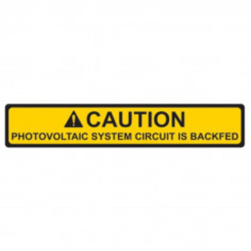 Label Solar Caution Backfed Black on Yellow 19 x 104mm | SOLAR587