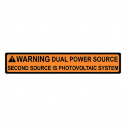 Label Solar Dual Power Source Black on Orange 19x104mm 50Pcs | PVLABEL495