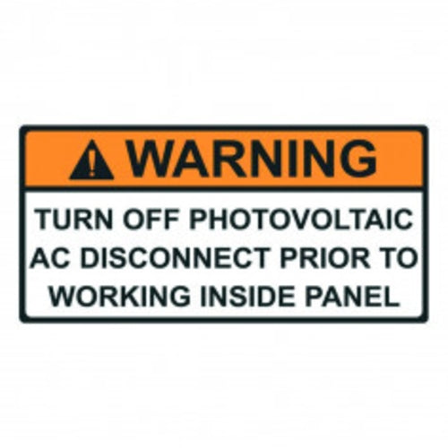 Label Warning Turn Off PV Orange/White 50 x 104mm | SOLAR499
