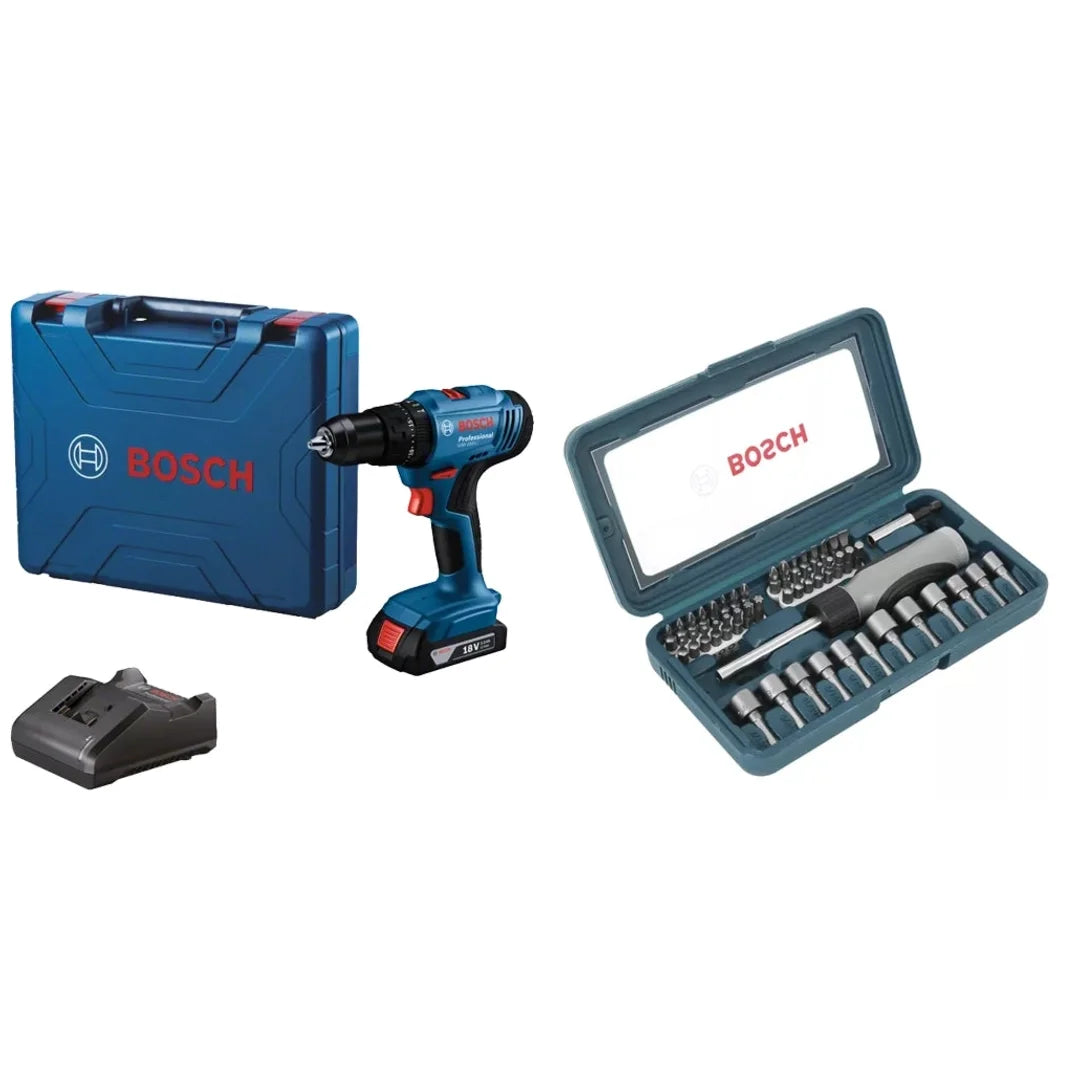 Bosch GSB 183-LI Cordless Impact Drill/Driver Kit + FREE 46Pc Screwdriver Bit  & Nutsetter Set