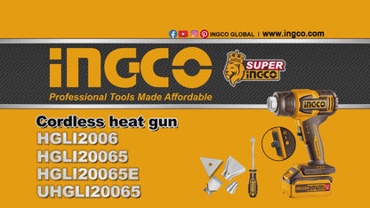 Ingco 20V Cordless Heat Gun, 300°C / 550°C (Solo Unit) | HGLI2006