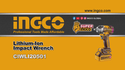 Ingco 20V BL Cordless 1/2" Sq. Dr. Impact Wrench 500Nm (Solo Unit) | CIWLI20501