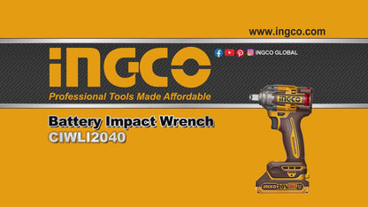 Ingco 20V BL Cordless 1/2" Sq. Dr. Impact Wrench 400Nm (Solo Unit) | CIWLI20401