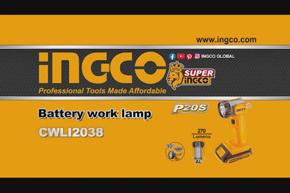 Ingco 20V Cordless Work Lamp 270lm (Solo Unit) | CWLI2038