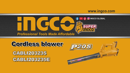 Ingco 20V Cordless Blower 8.5m³/min (Solo Unit) | CABLI20323