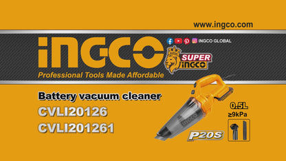 Ingco 20V Cordless Vacuum Cleaner 0.5L, 2.0Ah Kit | CVLI20126