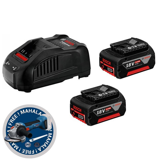 Bosch Starter Set - 2 x GBA 18V 5.0Ah + GAL 1880 CV + FREE GWS 18V-8 (Solo)