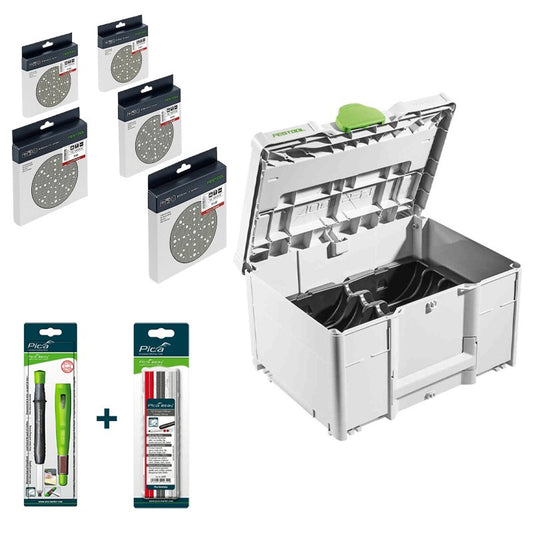 Festool SYS-STF D150 Systainer³ + 50PC Sanding Discs STF D150-48 GRANAT + Pica Big Dry Marker with Refill Set
