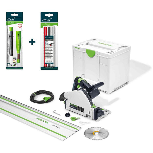 Festool TS 55 FEBQ-Plus-FS Plunge-Cut Saw + Pica Big Dry Marker with Refill Set